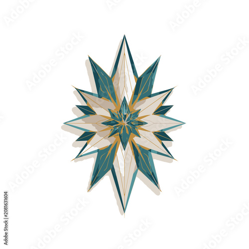 Low poly geometric star snowflake vector