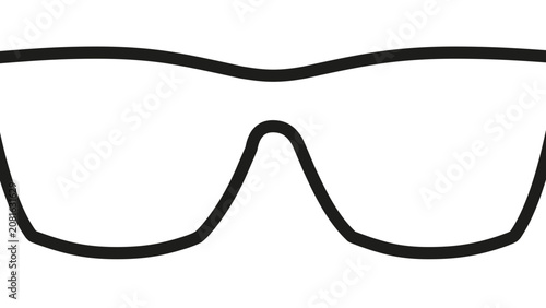 Clean flat vector line icon of sleek sunglasses, great for summer fashion, beach travel, eyewear shops, festival guides, or lifestyle branding.