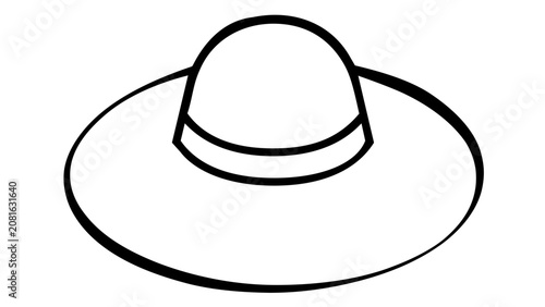 Clean flat vector line icon of a floppy sun hat, perfect for travel checklists, poolside promotions, resort maps, or relaxed summer branding.