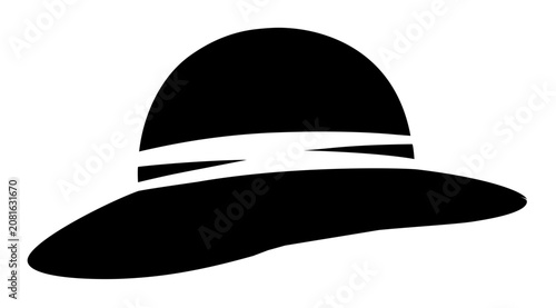 Clean flat vector line icon of a classic straw sun hat, ideal for vacation planners, fashion boutiques, beach parties, or sunny travel themes.