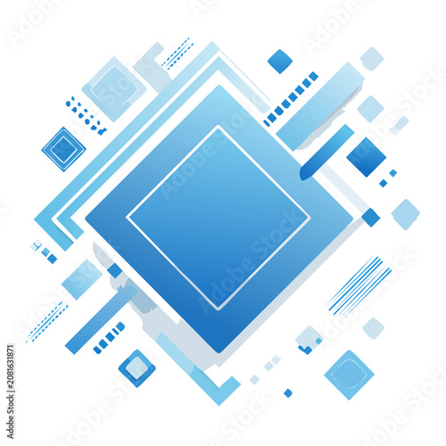Abstract blue geometric diamond frame vector