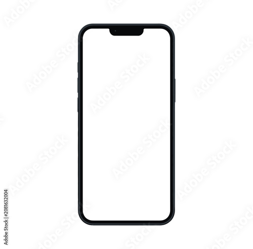 Realistic mobile phone mockup, isolated cellphone app template, vector stock illustration