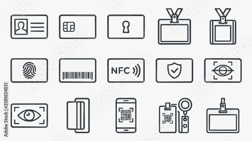 Obraz na plátně Creative Black and White Line Icons Set Featuring Authentication and Security Sy