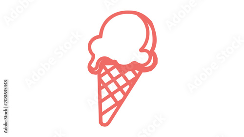 Clean flat vector line icon of a swirled soft serve cone, ideal for mobile ordering, dessert packaging, beach kiosks, and family friendly menus.
