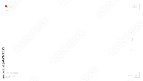 Fotografie Retro camcorder viewfinder overlay with REC indicator, date stamp, battery and t