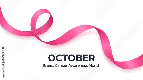 Pink ribbon breast cancer awareness month conceptual background with awareness