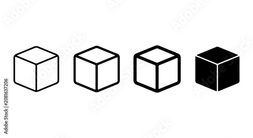 Minimalist Cube Icons, Geometric Shapes, 3D Blocks, Simple Design Elements