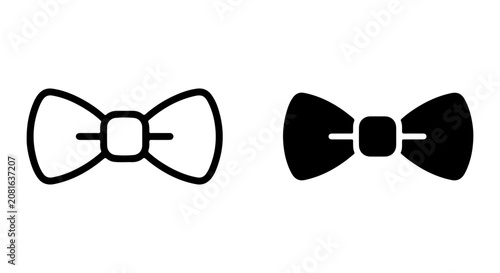 Bow Tie Icons, Classic Neckwear Vector Graphics, Formal Accessory Symbols, Black and White Outline
