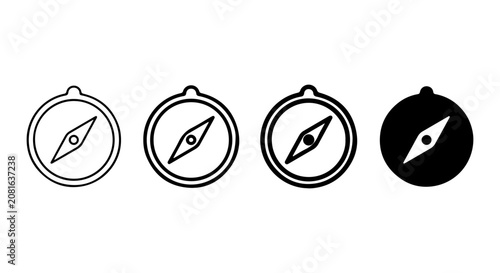 Compass Icons Set, Navigation Tools, Direction Finders, Travel Symbols, Vector Graphics