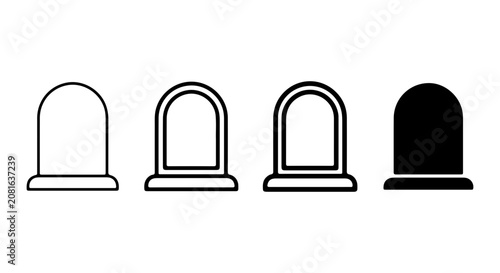 Tombstone Icons Set, Gravestone Vector Graphics, Memorial Stone Symbols, Cemetery Marker Illustrations