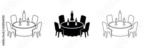 Fotografie Elegant dining table set with candles for a romantic or formal occasion
