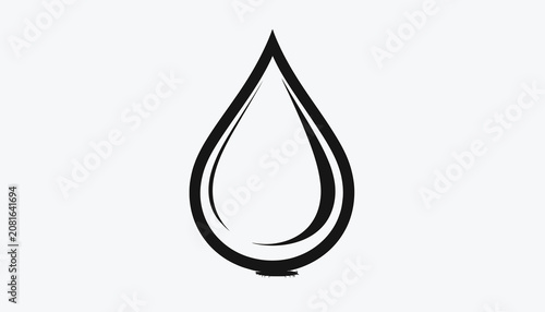 Black Teardrop Shape Water Droplet Icon.