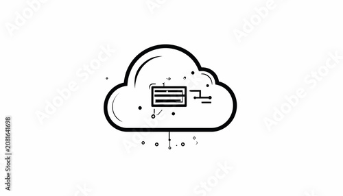 Cloud with a computer server inside.