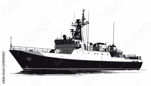 Large naval ship on the water.
