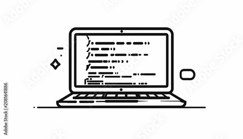 Laptop computer with code on screen.