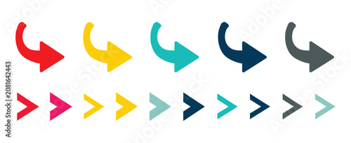 Arrow set icon, colored arrow symbols, isolated vector graphic elements