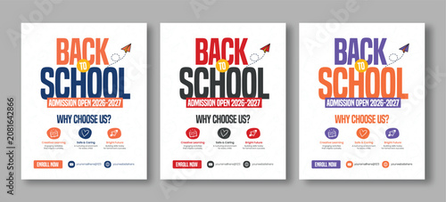 Back to School Admission Flyer Template, School Enrollment Promotional Poster, Education Marketing Social Media Post Design