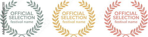 Konstfotografi Film movie award vector set featuring winner wreath, laurel festival icons, cinema star, gold award, celebrity prize, entertainment reel, and olive branch