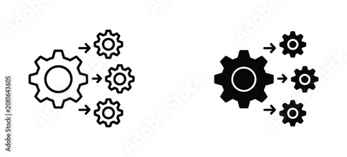 Automation scaling line and solid icon set, editable stroke, ui interface design, vector collection