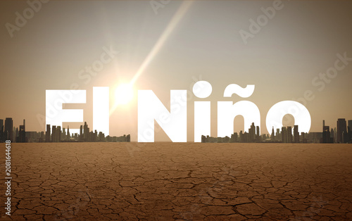 Foto El Niño concept of weather phenomenon cause drought and Dry cracked soil
