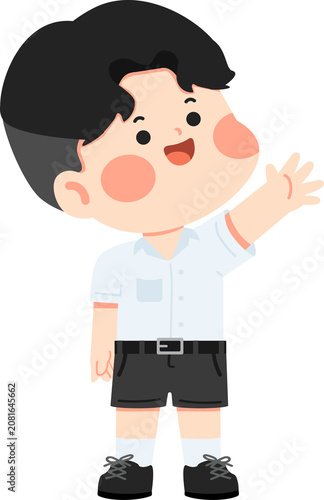 Smiling Boy Waving Hello Greeting