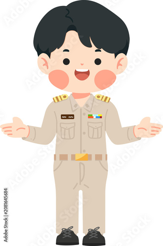 Thai Teacher Wearing Official Uniform