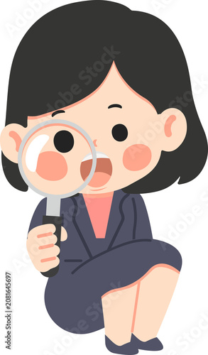 Young Woman Looking Through Magnifying Glass