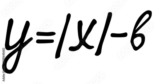 Fotografía Black handwritten vector math equation y equals absolute value of x minus b