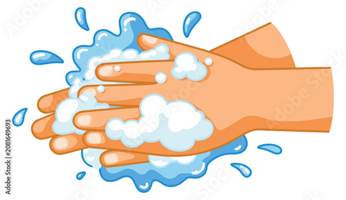 Photos Cartoon hands washing, soap bubbles hygiene cleaning concept, vector illustratio