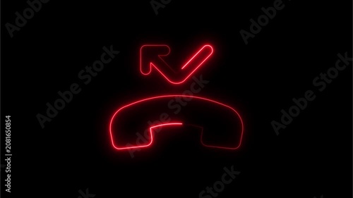 Red neon missed call animation on black background