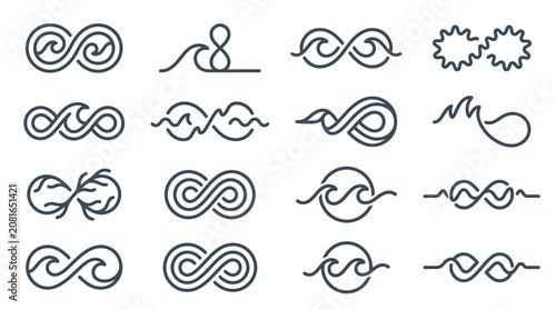 Fotografía Collection of wave and infinity symbols.