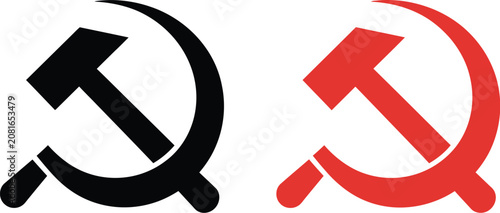 Quadro su tela Hammer and sickle vector illustration eps file representing communism symbol, Soviet emblem, revolutionary ideology, political history, and coat of arms design