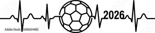 Soccer ball heartbeat line 2026 illustration