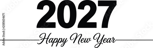 2027 happy new year typography design with elegant script font