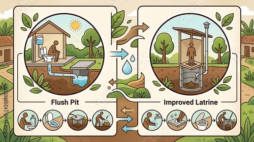 Comparison of flush pit and improved latrine sanitation systems