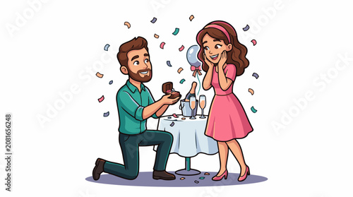 Man Proposing to Woman in Restaurant.