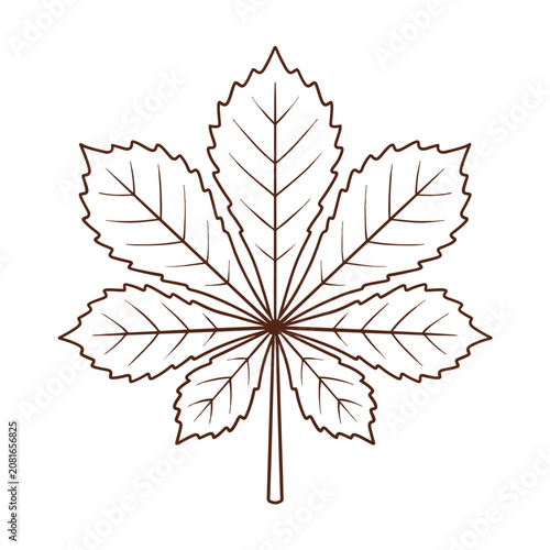 Chestnut Leaf Outline Vector Illustration