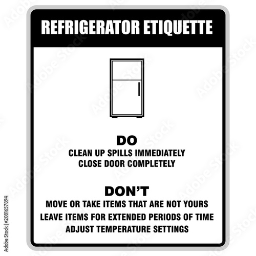 Fotografie REFRIGERATOR ETIQUETTE. INFORMATION VECTOR
