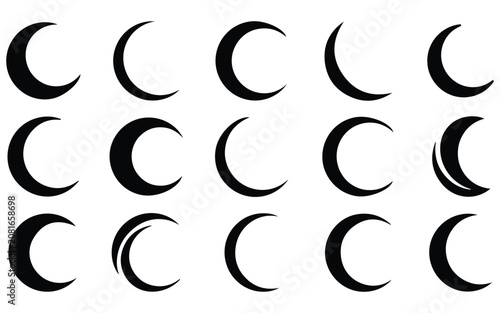 Heroine vector bundle crescent moon phases collection isolated on transparent background