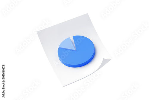 White Paper Document Displaying Blue Circular Pie Chart Illustration with Matte Finish