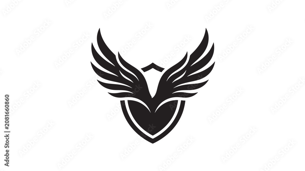 Obraz premium Phoenix Emblem Logo with Black Wings and Shield Shape, Bold Graphic Design for Branding and Creative Concepts