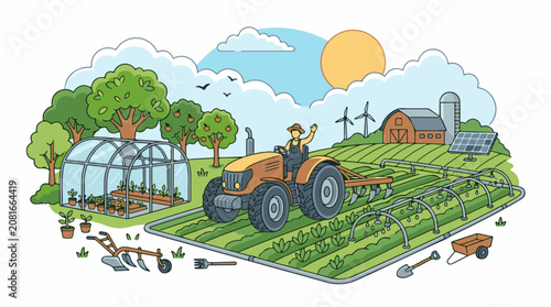 Farmer Working in a Lush Agricultural Field.