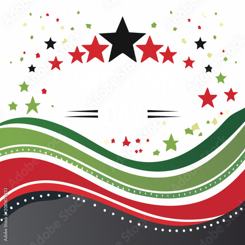 A festive celebration scene with stars, stripes, and dots on white background.