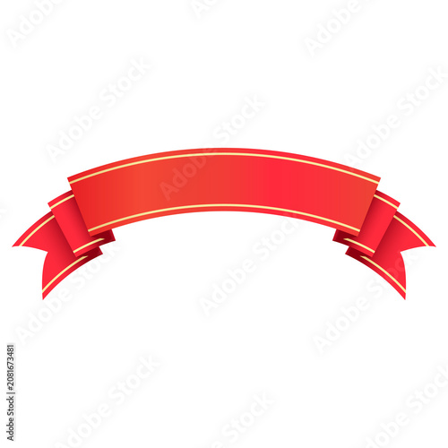 Red Ribbon Banner with Gold Trim illustration