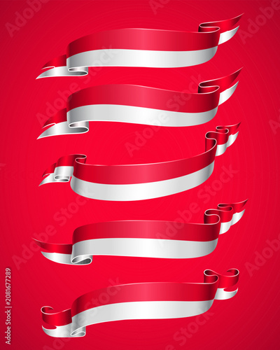 Indonesian Flag Ribbon Banner template