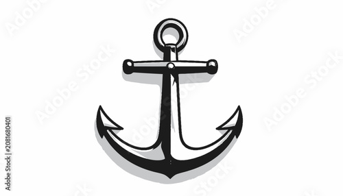 Black Metal Anchor Symbol Icon.