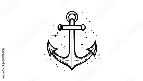 Black and white nautical anchor symbol.