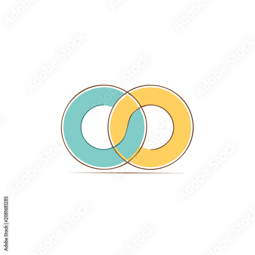 Flat Venn Diagram with Two Overlapping Circles