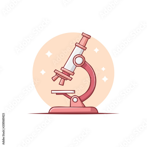 Pink microscope flat vector illustration