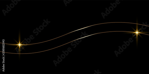Elegant luxury black background with flowing golden wave lines. Sophisticated abstract vector illustration.